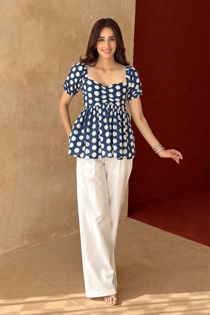 Polka dot peplum top