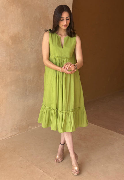 Green midi dress