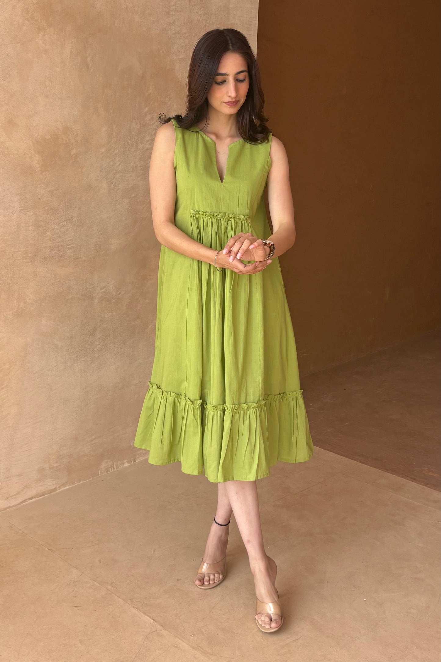 Green midi dress