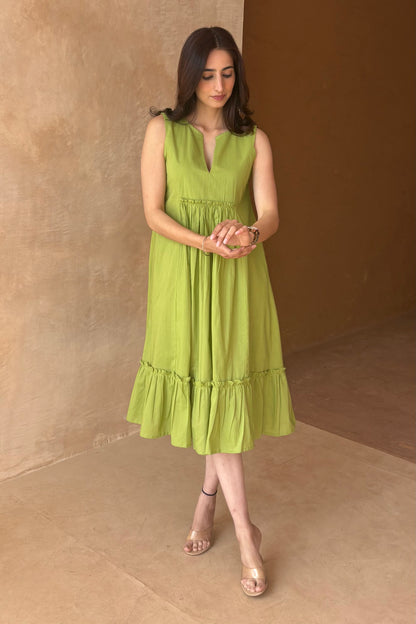 Green midi dress