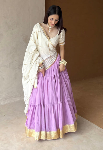 Lavender & off white Lehenga set