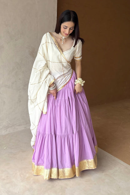 Lavender & off white Lehenga set