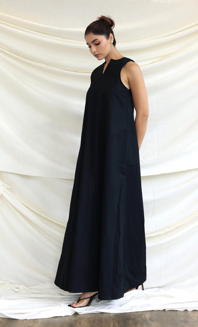 Black long halter neck dress