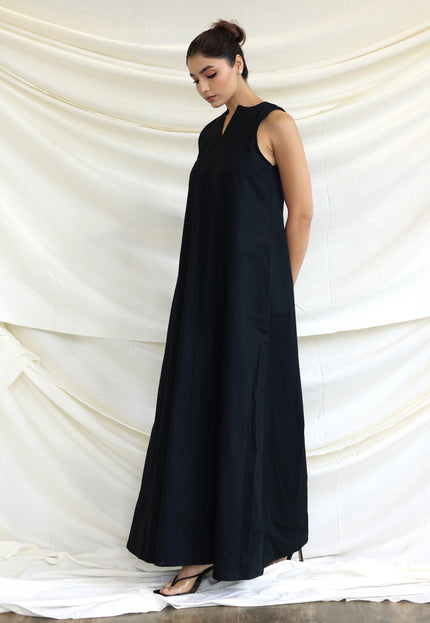 Black long halter neck dress