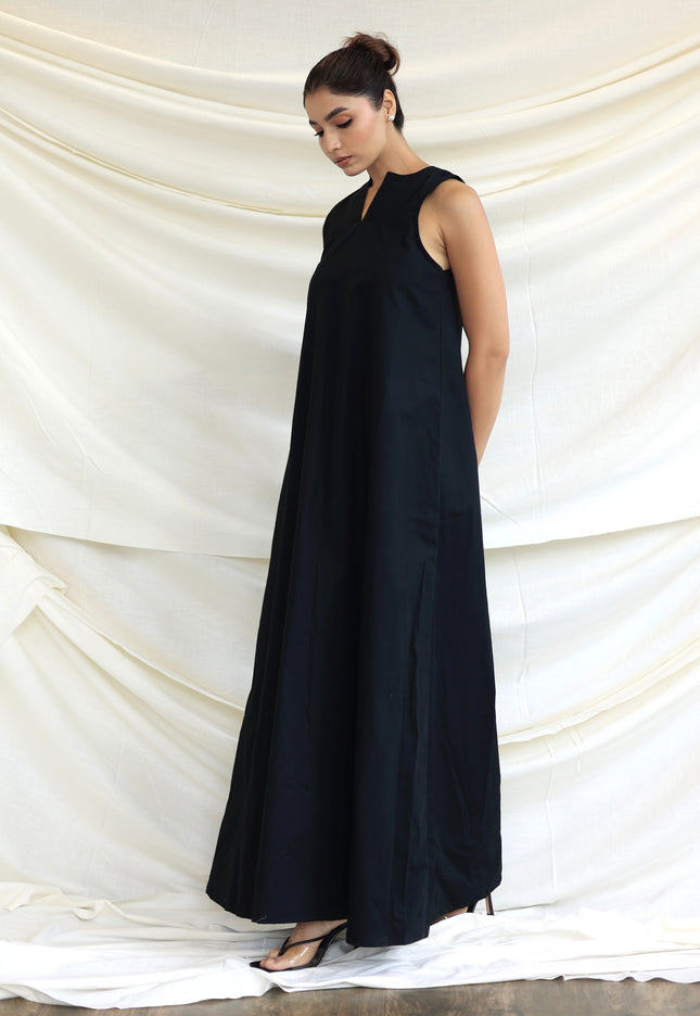 Black long halter neck dress