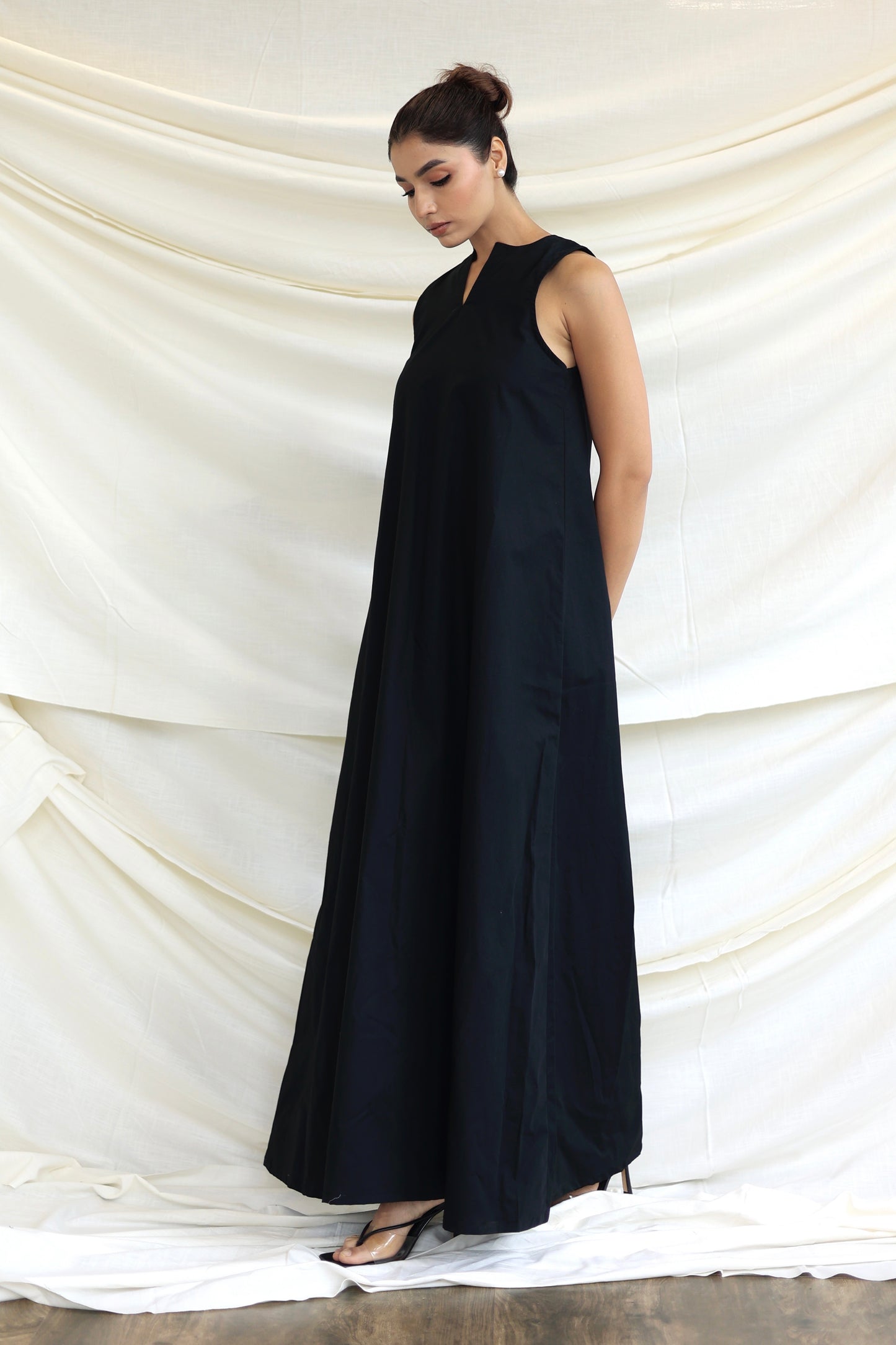 Black long halter neck dress