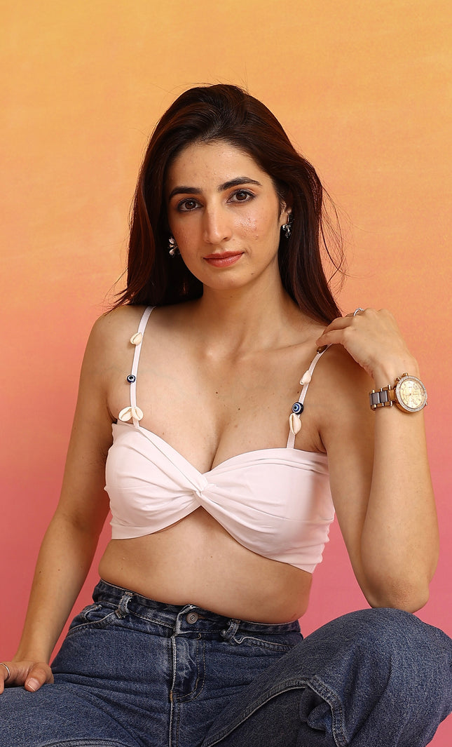 White evil eye bandeau