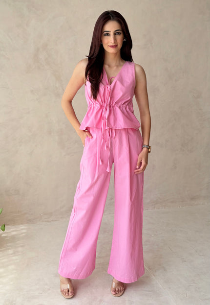 Cotton pants & tie up top