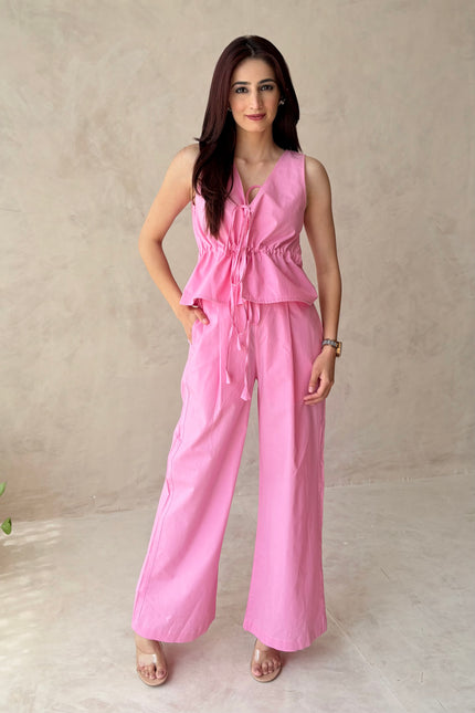 Cotton pants & tie up top