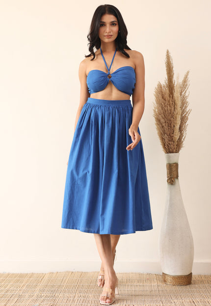 Cotton midi skirt and bandeau top