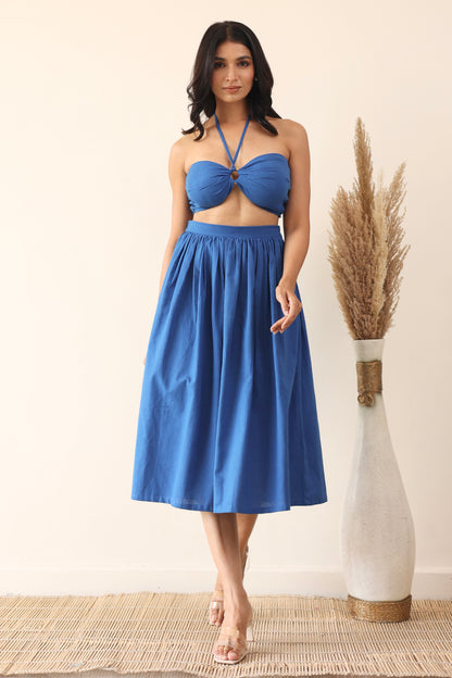 Cotton midi skirt and bandeau top