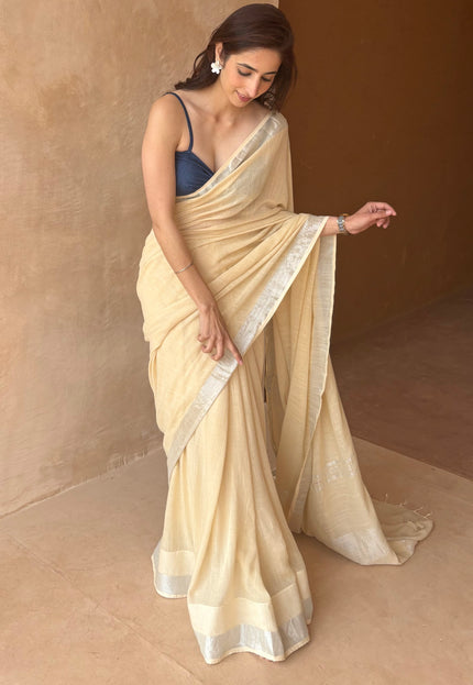 Beige linen saree ( Express delivery ⚡️)