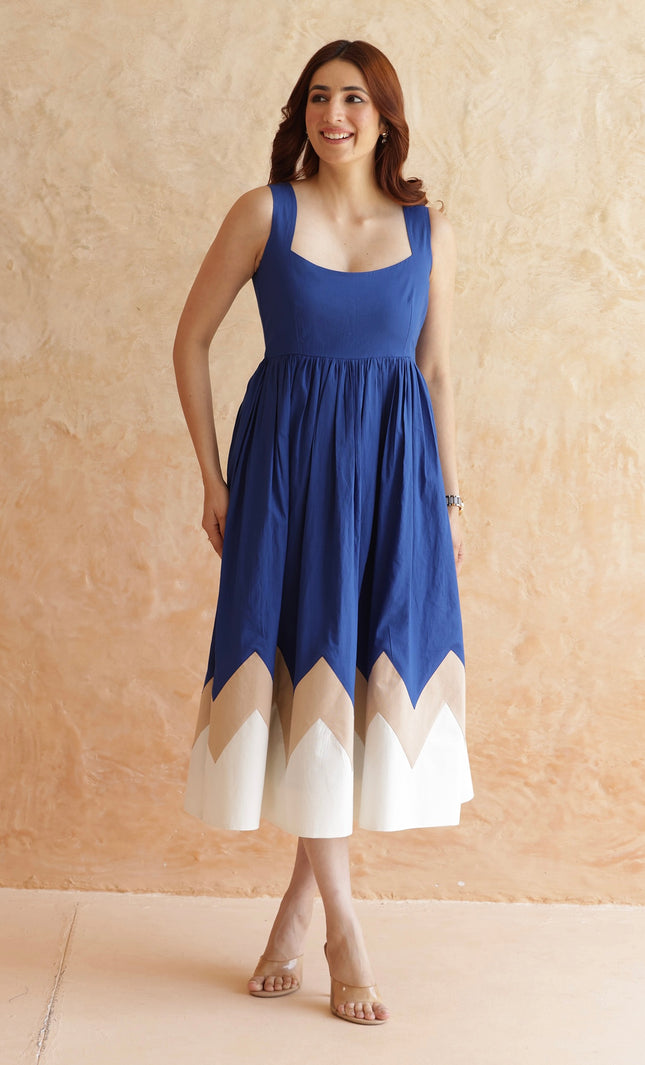 Royal blue cotton dress