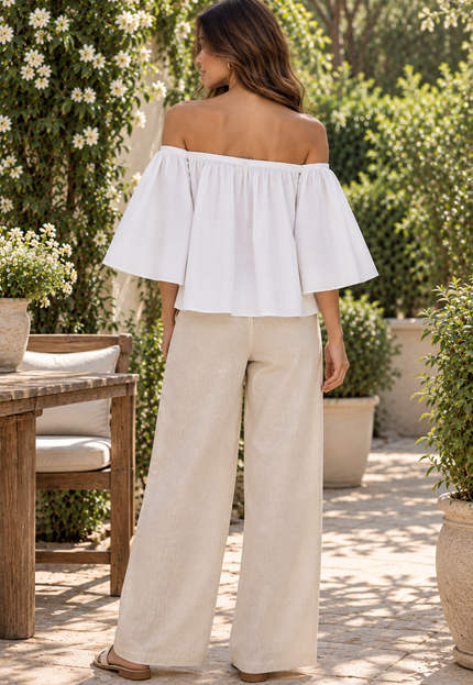 White cotton off-shoulder top