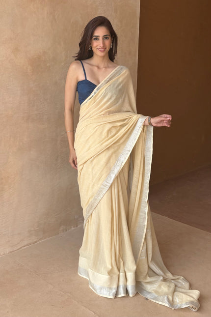 Beige linen saree ( Express delivery ⚡️)