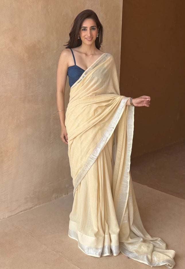 Beige linen saree ( Express delivery ⚡️)