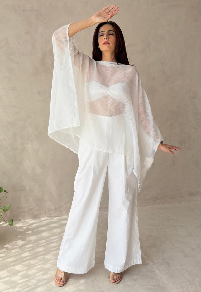 Cotton pants & sheer cover up with bandeau