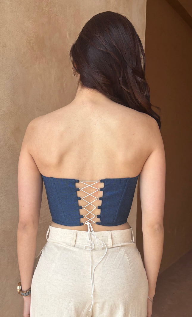 Cotton denim corset