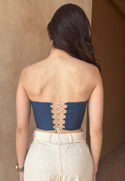 Cotton denim corset