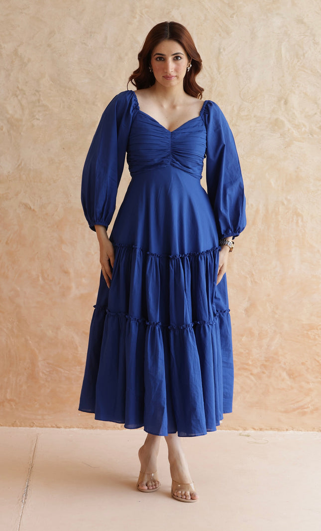 Royal blue midi dress