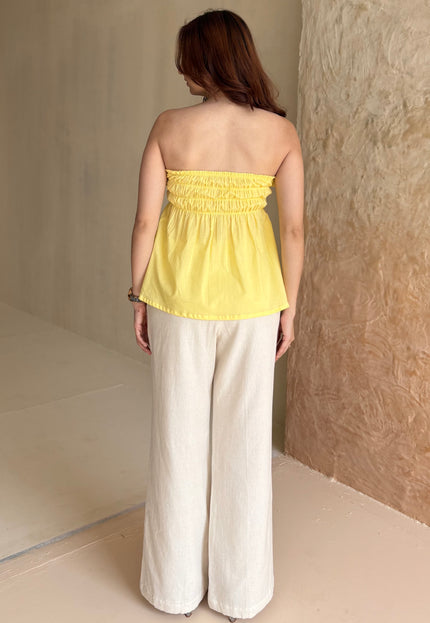 Butter yellow cotton frilled top