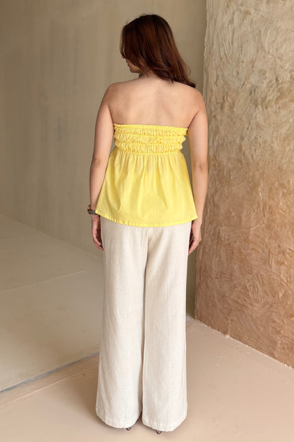 Butter yellow cotton frilled top