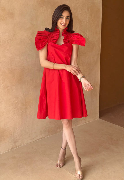 Red mini dress