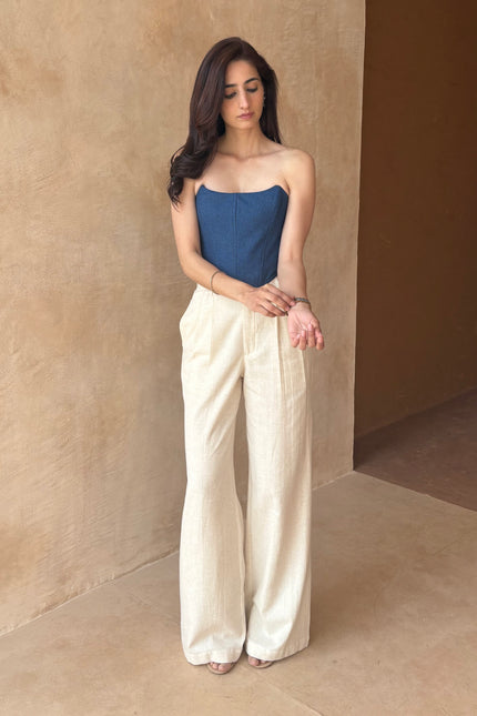 Tailored pants + boned denim corset