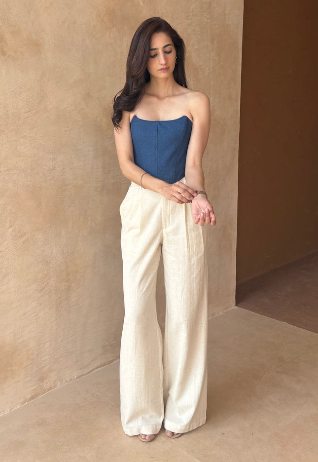 Tailored pants + boned denim corset