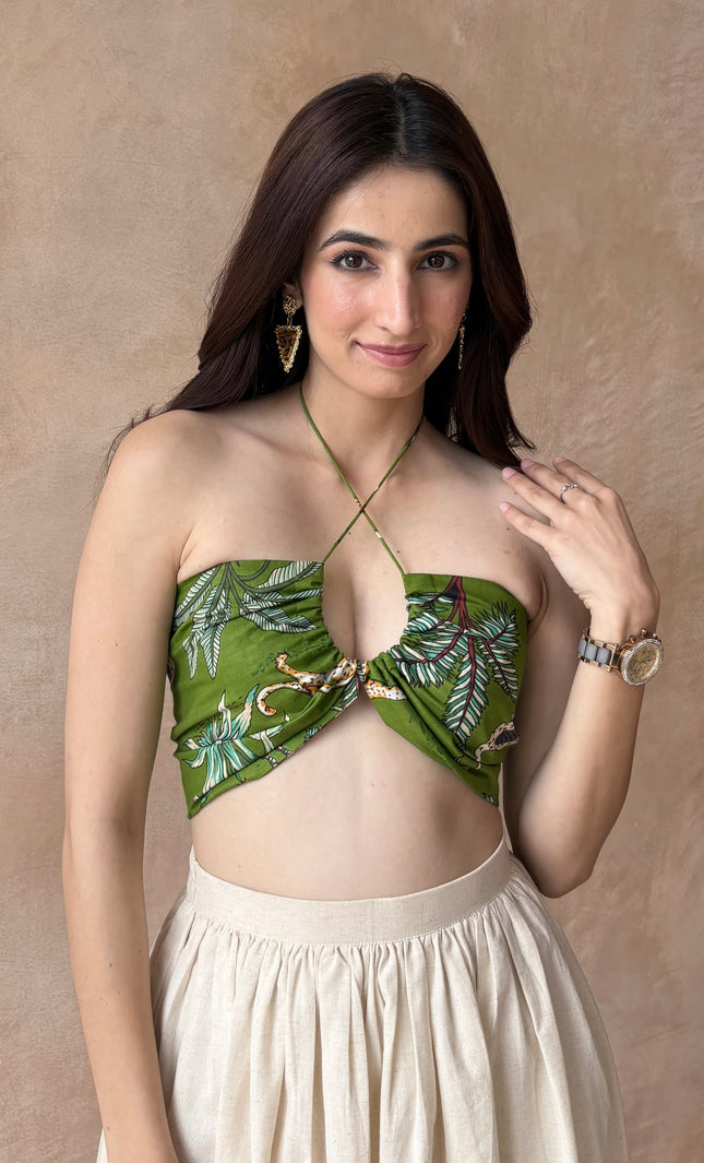 Green printed bralette