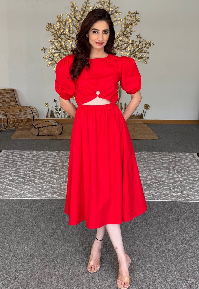 Red wooden ring dress