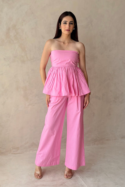 Tailored pants with bustier top