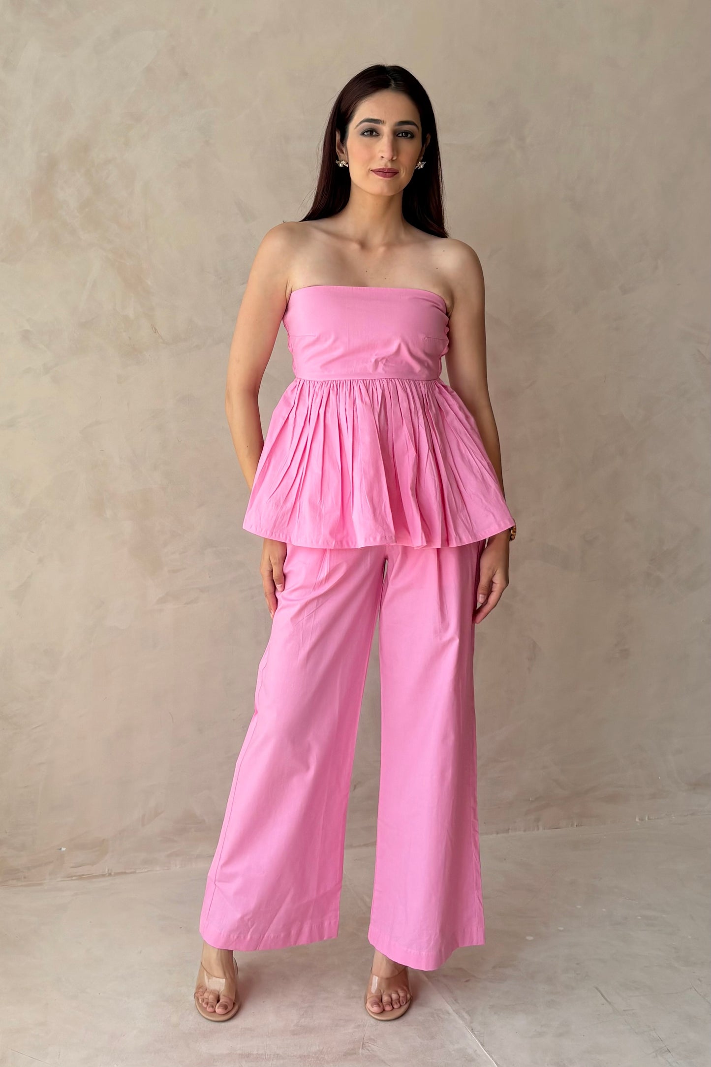 Tailored pants with bustier top