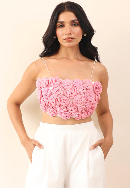 White floral crop top