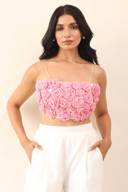 White floral crop top