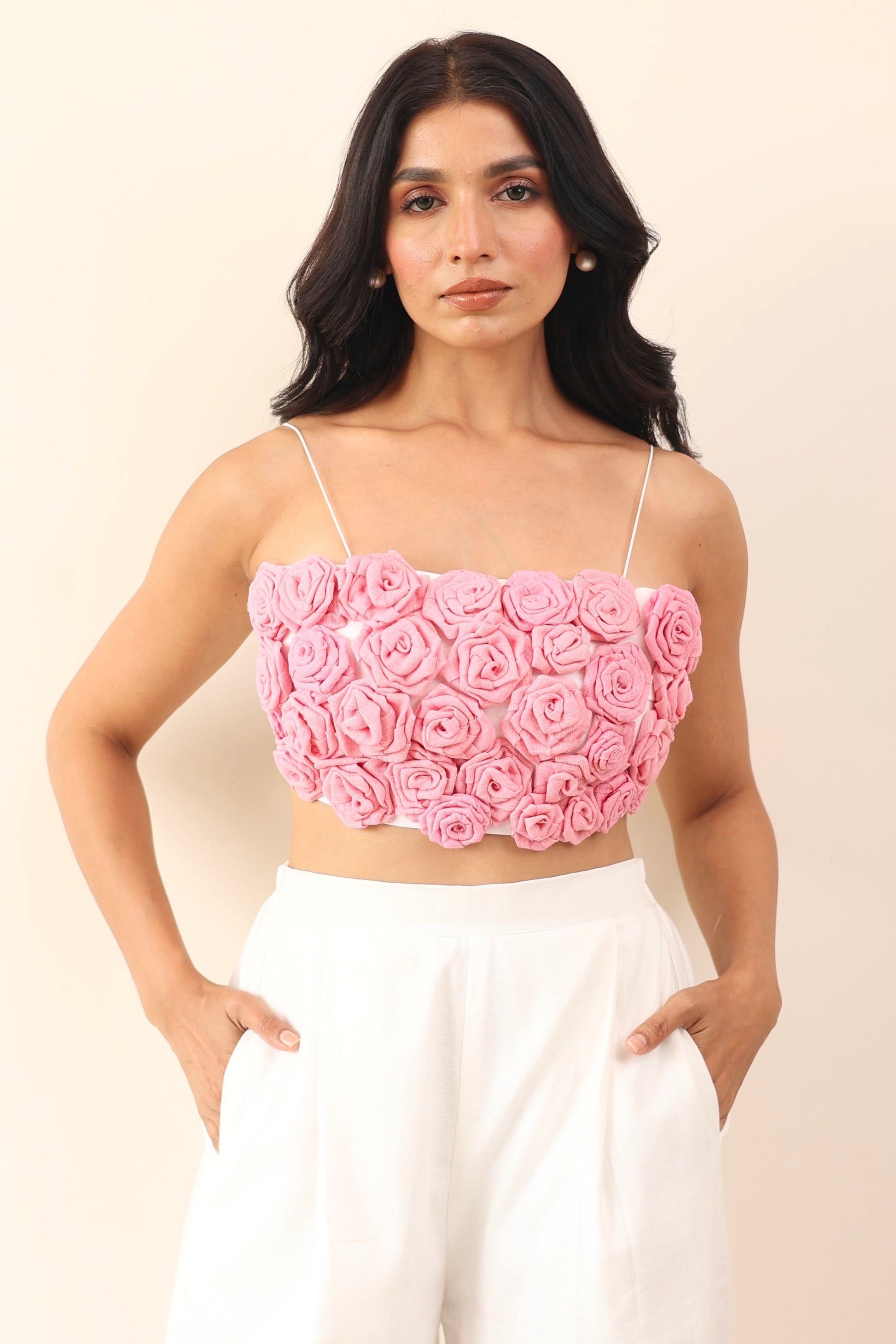 White flower crop top - Main Image