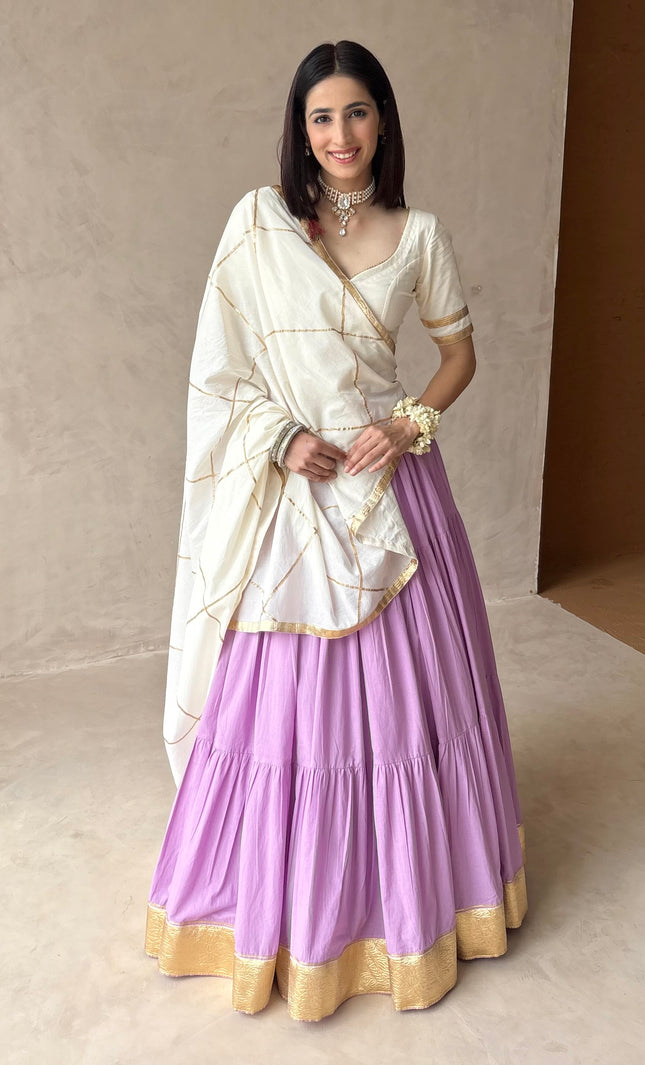 Lavender & off white Lehenga set