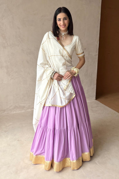 Lavender & off white Lehenga set