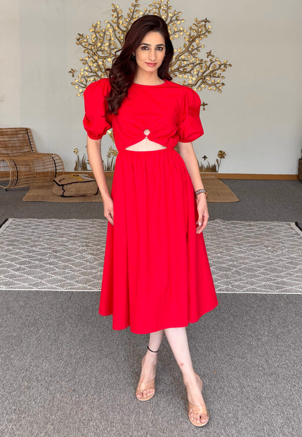 Red wooden ring dress