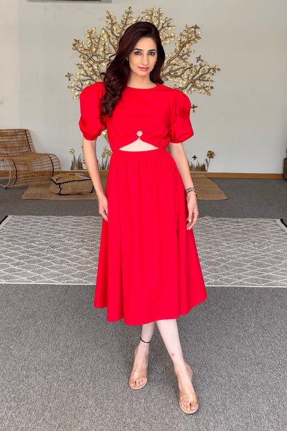 Red wooden ring dress