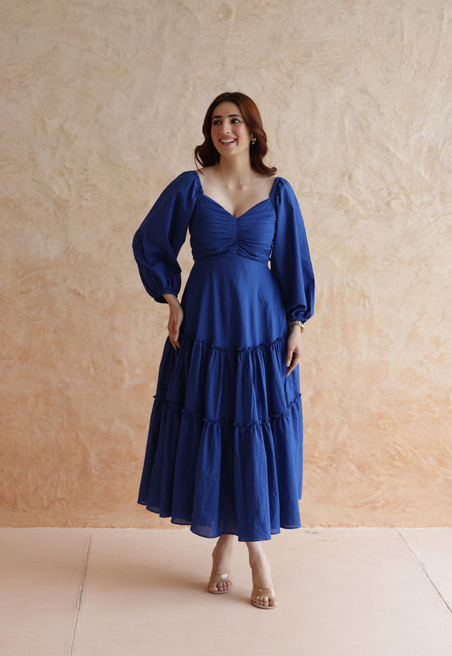 Royal blue midi dress