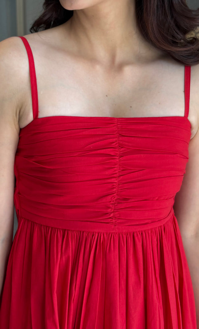 Red maxi dress