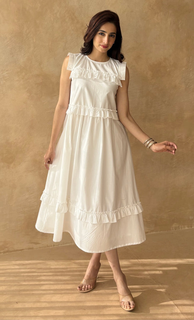White midi dress