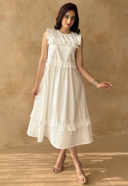 White midi dress