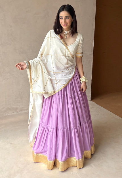 Lavender & off white Lehenga set