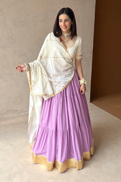 Lavender & off white Lehenga set