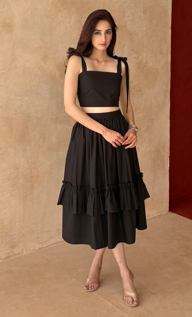 Black tie up co-ord