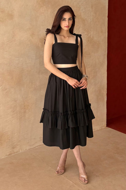 Black tie up co-ord