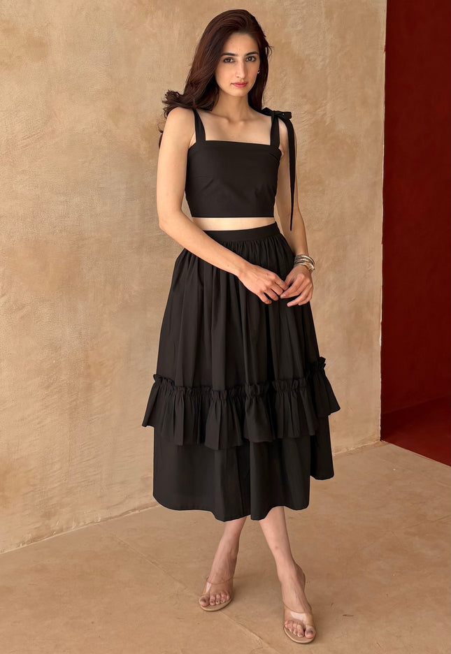 Black tie up co-ord