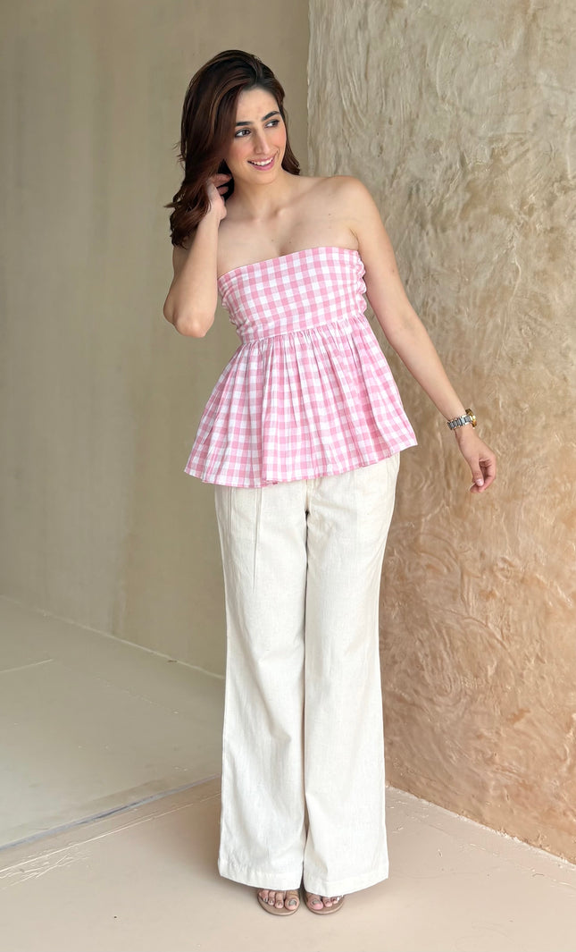 Gingham peplum top